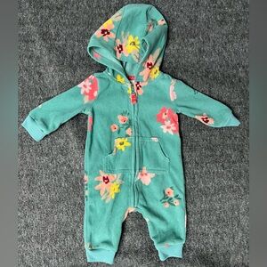 Floral Hooded Baby One Piece